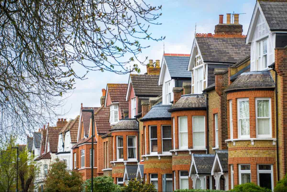 A row of residential homes.