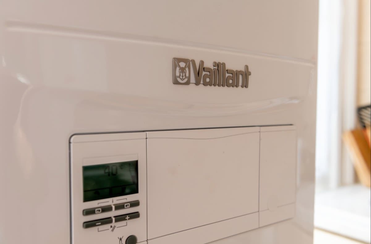 Boiler controls on a Vaillant boiler.